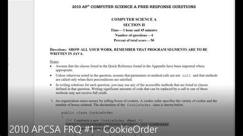 JAVA Lesson 145 APCSA 2010 Free Response Question 1