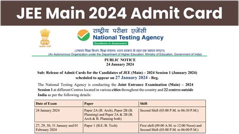 JEE Main 2024 Session 2 (April): Admit Card Released