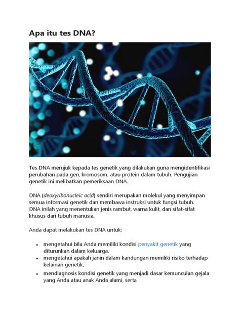 Jenis-jenis Tes DNA dan Fungsinya - wintechmobiles.com