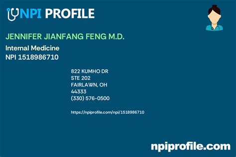 JENNIFER JIANFANG FENG M.D. NPI 1518986710