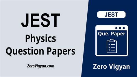 JEST Physics Previous Year Question Paper, Answer Key