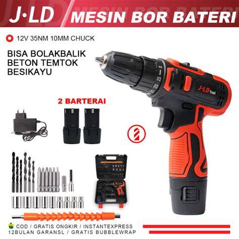 JLD Mesin Bor Baterai 12V Cordless Drill Bor jld 10mm bolak balik Bor ... - raincitystudios.com