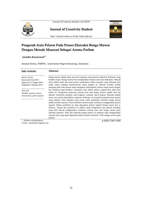 Journal of Creativity Student Pengaruh Jenis Pelarut Pada Proses ... - wintechmobiles.com