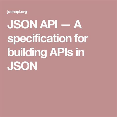 JSON:API — A specification for building APIs in JSON - coolestguyplanet.net