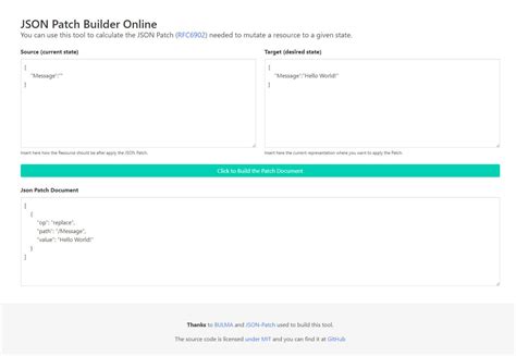 JSON Patch Builder Online