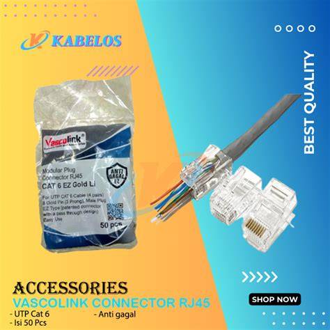 Jual Vascolink Connector UTP RJ45 Cat6 / Konektor Cat-6 EZ ... - raincitystudios.com