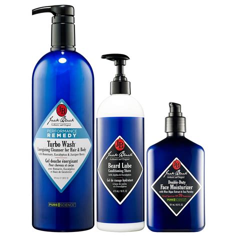 Jack black skin care. Apply the side with massaging nubs to wet skin on body, arms, and torso, using very light pressure. Lather and rinse clean. The jojoba beads provide the scrubbing action so use gentle, light strokes when applying the bar to skin. Do not use in sensitive areas with thin skin. All Jack Black products are carefully formulated with the finest ... 