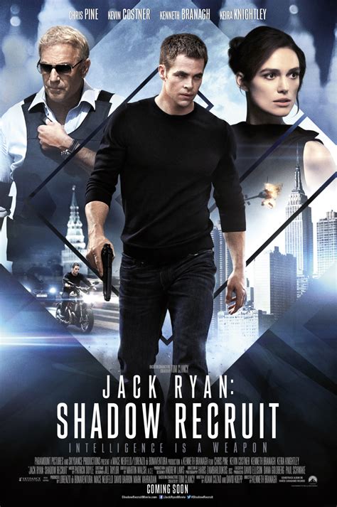 Jack ryan movie. 13 and up. this action/adventure movie Jack Ryan: Shadow Recruit is a great action movie stars with Chris pine good for your teens and parents you need to know that Jack Ryan: Shadow Recruit has some intense violence some strong language used and drinking used such as wine and vodka. 
