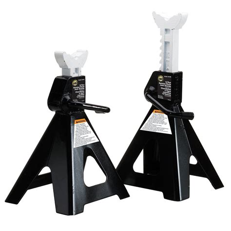 Jack stands at harbor freight. These jack stands feature an easy-to-use ratcheting system to make quick height adjustments and double-locking mobility pins for extra safety and security. Lift height of 15-1/4 in. to 23-3/4 in., ideal for repair work or storage 