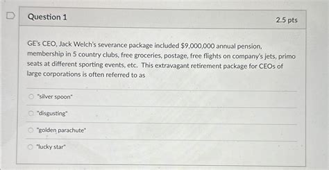 Jack welch severance package