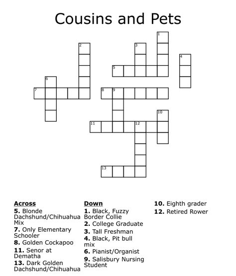 The crossword clue Rage's cousin with 3 letters was last seen on the December 17, 2023. We found 20 possible solutions for this clue. We think the likely answer to this clue is IRE. ... Jackal cousin 2% 7 TREMOLO: Vibrato's cousin 2% 3 ELM: Banyan cousin 2% 5 MYNAH: Starling cousin 2% 5 GATOR: Croc's cousin ...
