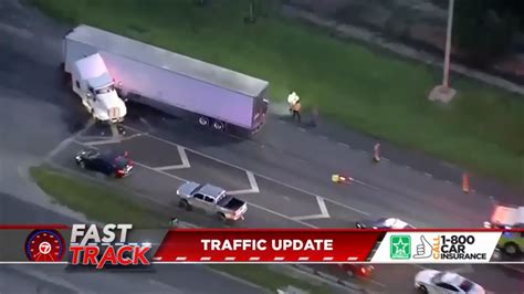 Jackknifed semi-truck causes delays on Krome Avenue in SW Miami-Dade