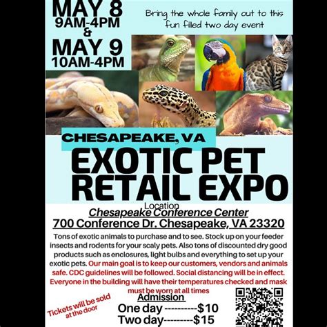 Murfreesboro TN Exotic Pet Expo January 28 & 29, 2023 located at th... e Mid TN Expo Center Saturday: VIP 9:00am-10:00am ($10.00 admission) Open 10:00am-5:00pm ($5.00 admission) Sunday: Open 10:00am-4:00pm ($5.00 admission) under age 12 are FREE! the VIP gets in 1 hour early to beat the crowds! join us for a family fun …. 
