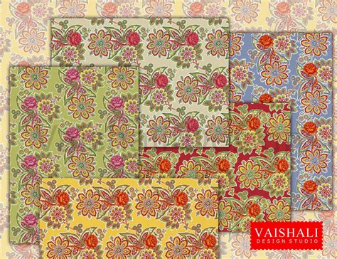 Jacobean Patterns Multicoloured Seamless Pattern 5 Sheets Etsy