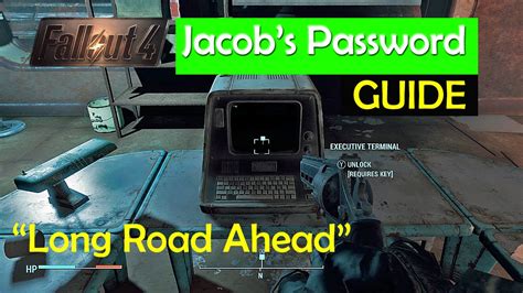 Jacobs password fallout 4. In this video, we'll show you how to become a master locksmith and hacker by unlocking any lock or terminal in the game using console commands. Say goodbye t... 