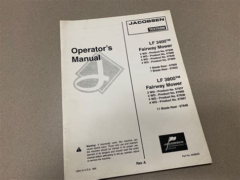 Jacobsen lf 3800 operator s manual. - Haier prcs25 rrcs25 home refrigerator owner manual.