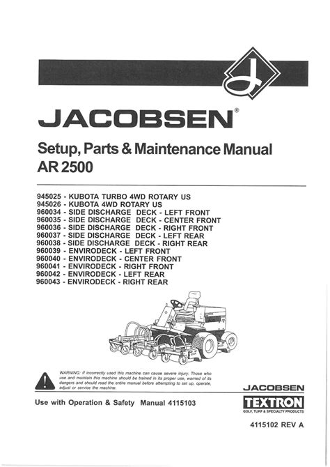 Jacobsen rough mower manual service and repairs. - El dulce rostro de la muerte.