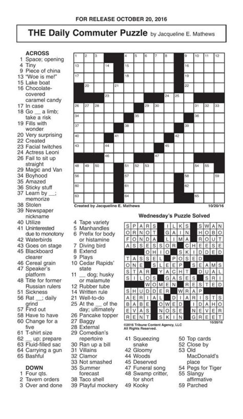 Jacqueline mathews crossword. Daily Commuter Crossword October 17 2022. Daily Commuter Crossword October 17 2022 Answers are listed below in this page. The puzzle of this Monday was created by Jacqueline E. Mathews, the dimensions of the grid are 15 x 15. Solving the Commuter Daily Crossword can be a daunting task, especially if you are not … 