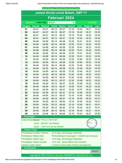 Jadwal Sholat Bulan Februari 2024 untuk daerah Garut dan …