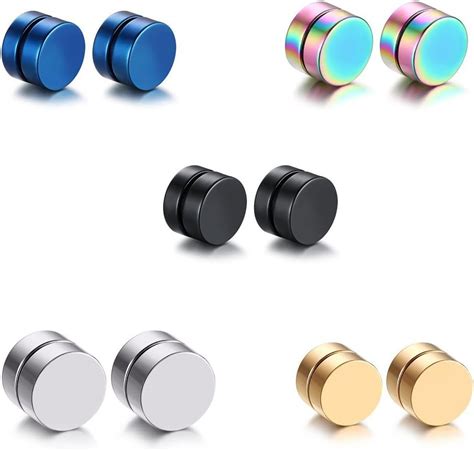 Jaetech House 5 çift 8 mm titanyum paslanmaz çelik erkek küpesi, halka .