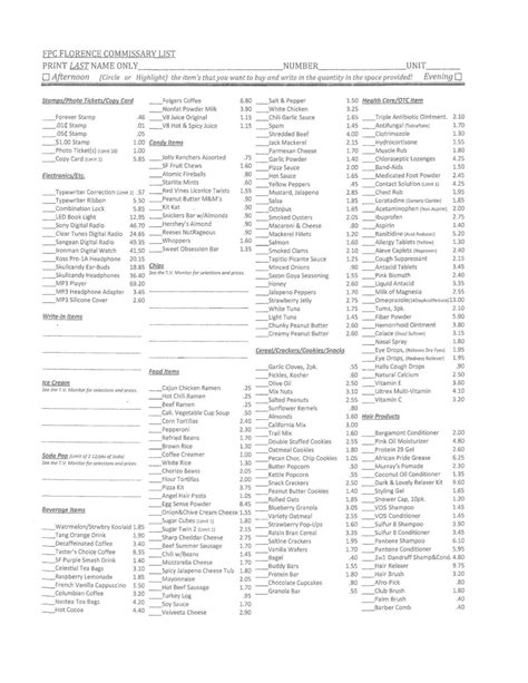 Jail commissary list 2022. K, L, R, M, N, T, & Minimum Security Units Commissary List. Inpatient Unit Commissary List. Max & Administrative Segregation Commissary List. Cedar Creek Corrections … 
