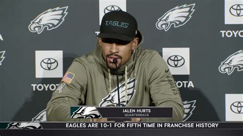 1 day ago · Press Conference: Brian Johnson | October 10, 2023. Offensive Coordinator Brian Johnson discusses Jalen Hurts' performance in Sunday's win over the Rams, the running back rotation, and offers a scouting report of the Jets' defense. Jalen Hurts reminisces about his former college teammate Quinnen Williams as he prepares to take on the Jets ... . 