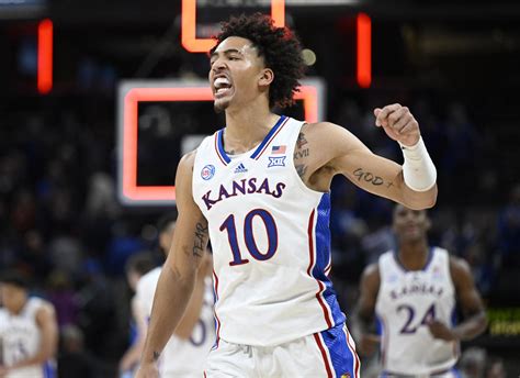 Updated May 26, 2023 12:25 PM. Kansas forward Jalen Wilson, left, and Gradey Dick watch a teammate shoot a free throw against Iowa State during this year’s Big 12 tournament in Kansas City. Nick .... 