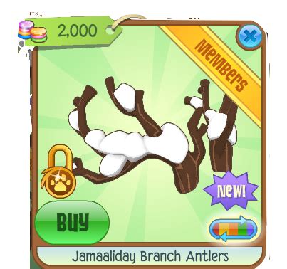 Jamaaliday branch antlers. Celebrate the holiday season with the festive Jamaaliday Branch Antlers in Animal Jam. Join the fun and spread the Christmas cheer with these adorable accessories. Don't miss out on the excitement! #AnimalJam #Jamaalidays 