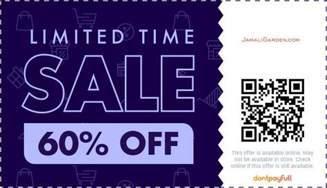 Jamali garden coupon code. Enjoy this fantastic voucher: Save $20 Off Orders $200+ w/ Discounts & Coupons when you would like to save some buck. Simply click “Get Code" and go to shop at Jamali Garden. Avail the discount discount code and voucher code when you are checout. 04/11/24. 