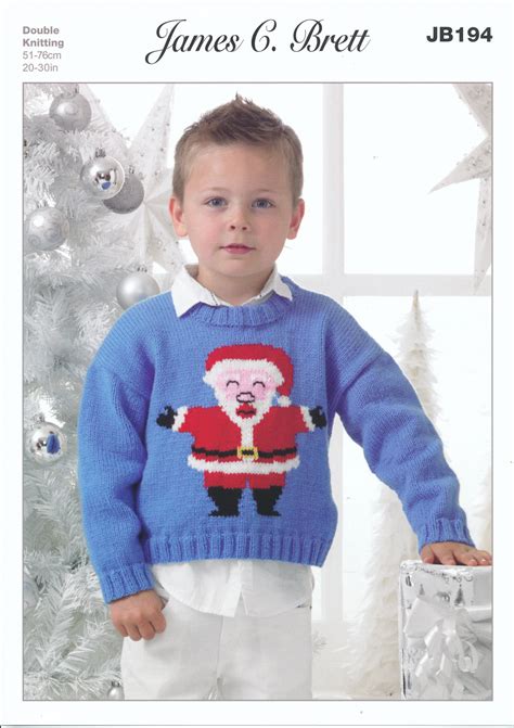 James Brett Double Knitting Pattern JB194 Kids Santa Jumper Mill