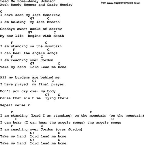 [D G A Em F#m] Chords for Jamey Johnson - Lead Me Home with Key, BPM, and easy-to-follow letter notes in sheet. Play with guitar, piano, ukulele, mandolin or banjo.. 