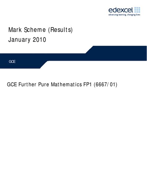Jan 2010 fp1 mark scheme. .  ...
