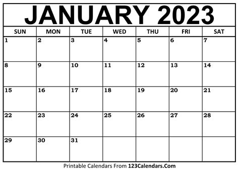 Jan 23 Calendar