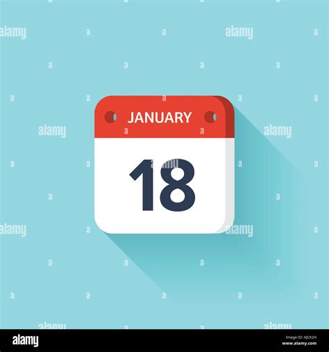 January 18 Isometric Calendar Icon With Shadow Vector Image