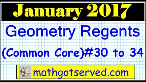 NYS Geometry [Common Core] January 2017 Regents Exam || Part 1 #'s 13-24 ANSWERS - YouTube. NYS Mathematics Regents Preparation. 11.2K subscribers. 121. 15K views 6 years ago. Hello New.... 