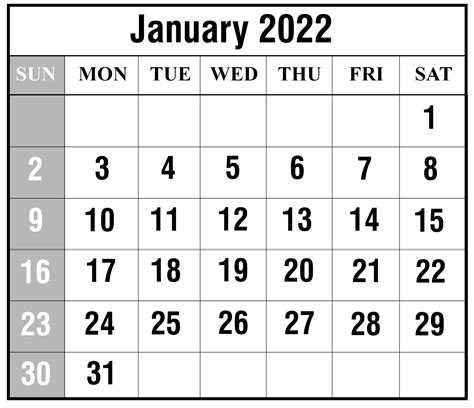 January 2022 Calendar Calendarpedia