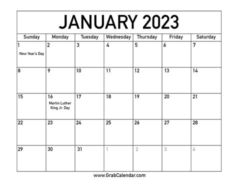 January 2023 Calendar Google Sheets