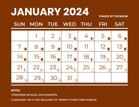 January 2024 Moon Phase Calendar