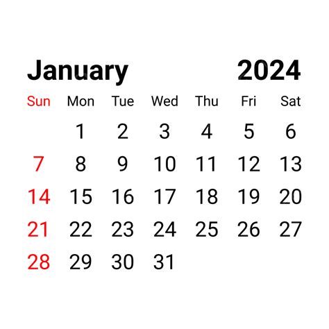 The January 2024 Calendar shown above has marked dates of important events and popular US holidays. The most important dates are marked in red. If you move mouse over a day number a small window with additional information will pop-up. This extra information includes: day of the year number.