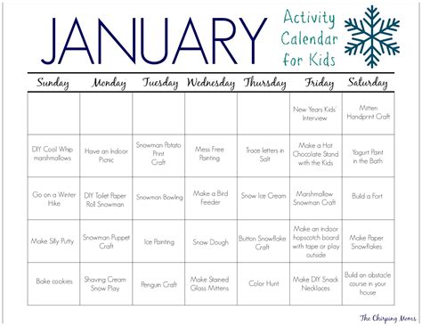 January Calendar Activities