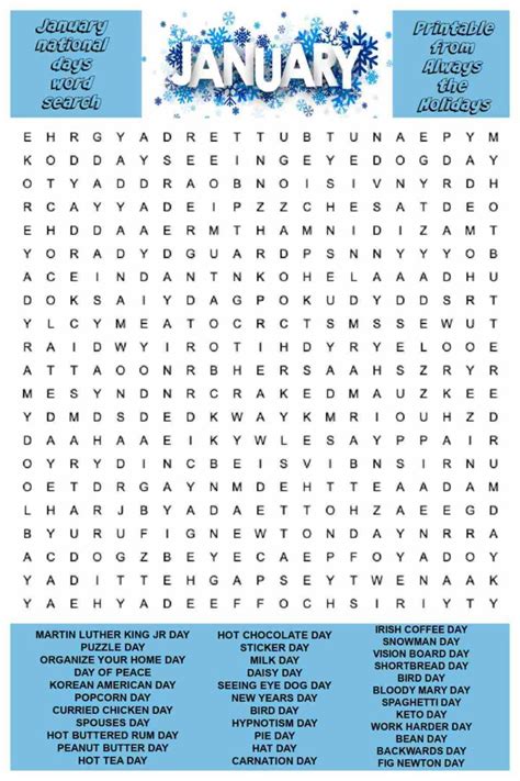 January Word Search