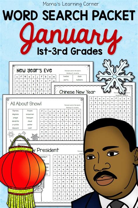 January Word Search Packet Mamas Learning Corner Word Search Printable