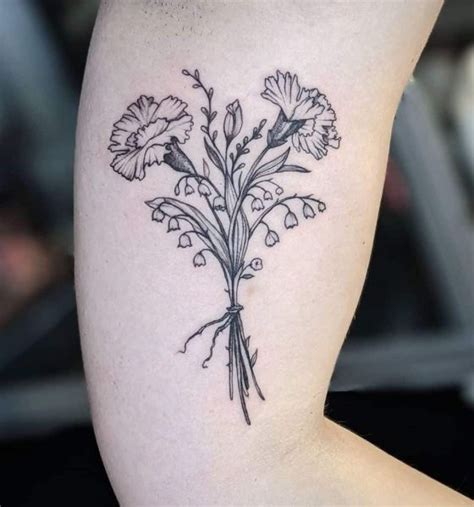 January birth flower tattoo ideas. For instance, January's carnation stands for admiration, while July’s larkspur represents positivity. So when someone asks about your tattoo, you'll have a story … 