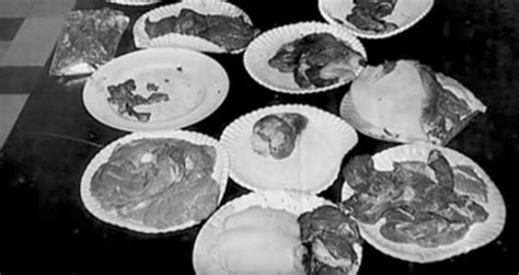 Dec 2, 2022 · An infamous Japanese cannibal who raped, ... Crime scene photos of the dismemberment meal show 12 paper plates filled with human body meat. Sagawa during a film that documented his crimes ( 