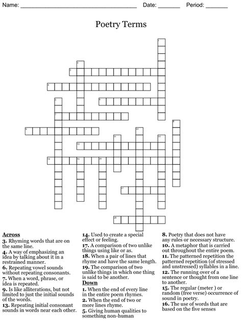 Find the latest crossword clues from New York Times Crosswords, LA Times Crosswords and many more. Enter Given Clue. ... Japanese poem 3% 3 ODE: Dedicated poem 3% 5 ELEGY: Poem of lament 3% 4 ELLI: The personification of …