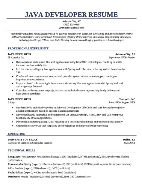 Java Developer Resume Sample Writing Tips 2020 Resumekraft