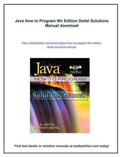 Java How To Program 9th Edition Solution Manual Free Download