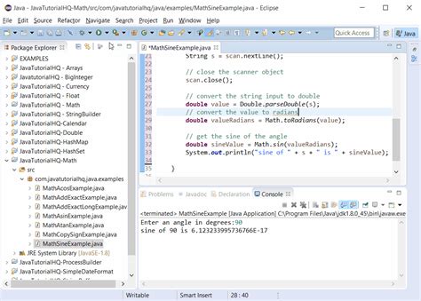 Java Math sin() method example