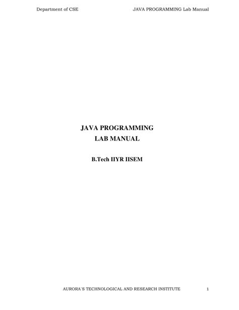 Java Programming Lab Manual With Study Guidelab Manual For Linux Guide To Linux Certification
