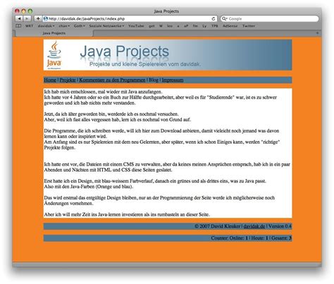 Java Projects HTML Template davidak.de